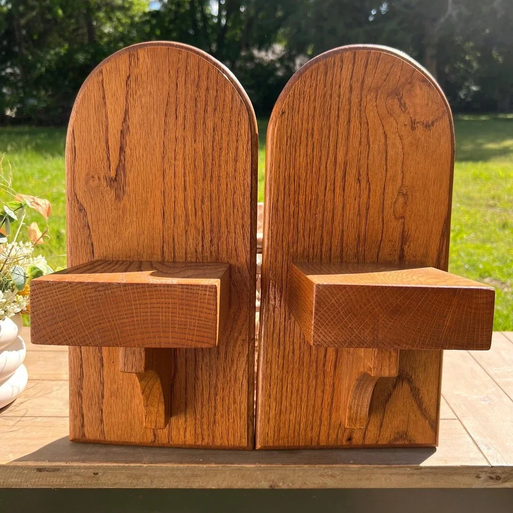 Vintage Handmade Wood Wall Shelves | Sconces | Set of 2